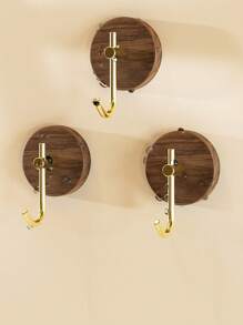 1 件粘性木质墙钩、衣帽钩、乡村木质壁挂式衣架、悬挂式浴室毛巾架、帽子和包包装饰挂钩、重型入口壁挂式衣帽架、毛巾架 - 原木色 - 查看 4