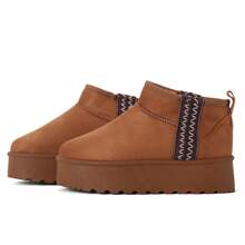 READY SALTED Women's Suede Boots Women's Outdoor Non-Slip Boots Women's Casual Comfort Boots Women's Winter Warm Snow Boots - Tan - View 3