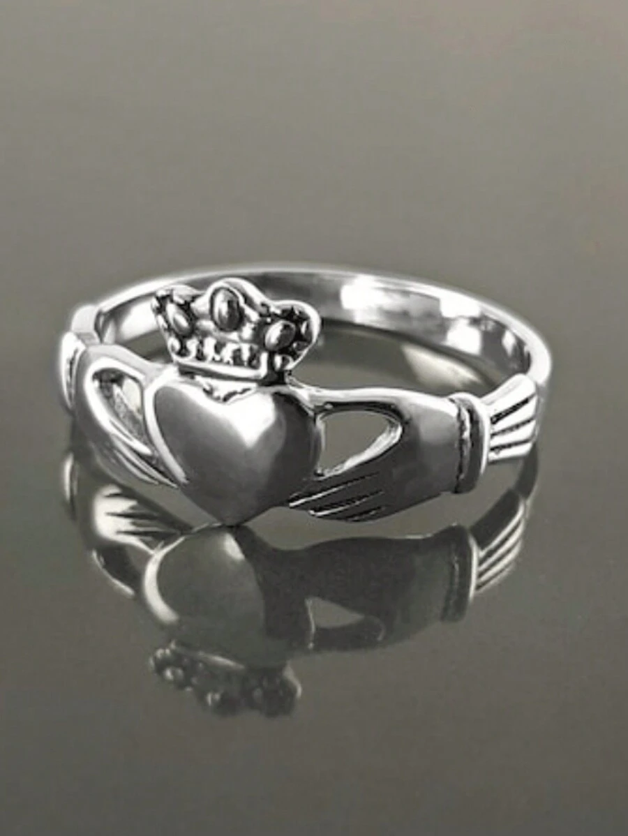1 件简约复古波西米亚风格心形装饰戒指，适合日常佩戴、宴会、派对、庆祝和礼物 - 銀色 - 查看 1