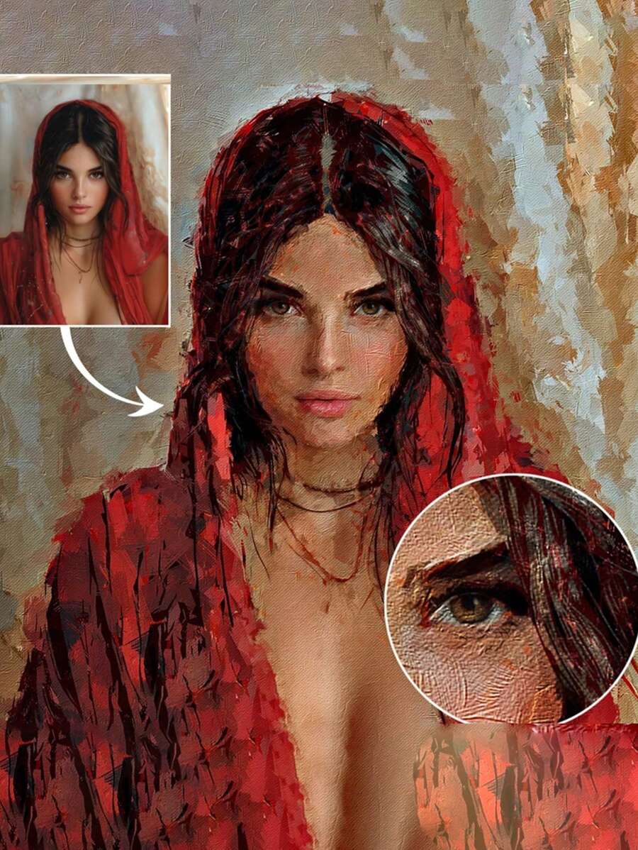 一幅定制油画，照片印制在画布上，装裱，原创手工肖像，墙面装饰，个性化母亲节礼物，生日/毕业礼物，多功能，极具装饰性，可重复使用，精致时尚，高品质，色彩丰富，现代风格，可定制，个性化，独一无二，送给他/她的理想礼物，送给男朋友/爸爸/女朋友/妈妈的理想礼物，送给家人/朋友的理想礼物，茶室，家居，花园，办公室，周年纪念日，情人节，母亲节，生日，父亲节，毕业典礼，婚礼，乔迁庆典，平面印刷。 - 彩色 - 查看 1