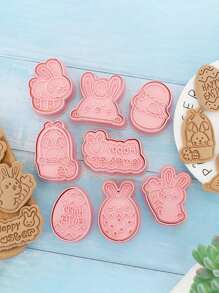 Bộ 8 khuôn cắt bánh quy hoạt hình hình chú thỏ dùng làm bánh cho lễ Phục sinh - Nhiều màu - Xem 3