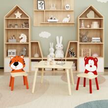Table And 2 Chairs Set 3 Pieces Toddler Table And Chair Set Wooden Activity Play Table Set BearandTiger