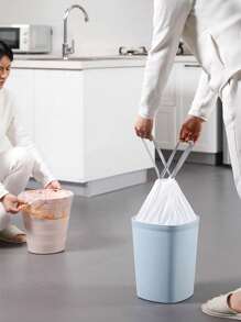 75pcs/Pack Thick Extra Large Drawstring Trash Bags, White Handles, Suitable For Kitchen, Office, Bedroom, Bathroom 4 Gallon Trash Cans, Convenient To Carry (Also Available In 15pcs/1 Roll Trial Pack),Kitchen,Bathroom,Home,Household Suppliers Drawstring Garbage Bag Household Thickened Kitchen