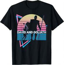 David And Goliath Christian Christianity Retro T-Shirt - màu đen - Xem 1