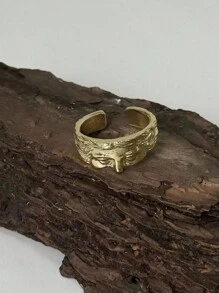 1pc Unisex European & American Venus Face Shaped Retro Carved 925 Silver Adjustable Ring, Proposing Gift