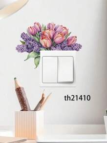 1 Stück abnehmbare kreative Tulpe Schalter Aufkleber, grüne Pflanze Blume Wandaufkleber, grüne Blatt Aufkleber Schalter Aufkleber, dekorative Kunst Wandbilder für Wohnzimmer, Schlafzimmer, Badezimmer, Küche, Heimdekoration (16 STIL), Aufkleber, Wandtattoo, Vinyl Aufkleber für Heimdekoration, Frühlingsdekoration Artikel um Ihr Zuhause aufzufrischen, Rama Dekorations Aufkleber, Valentinstag Dekorations Aufkleber