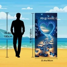 1 szt. Osoba niestandardowa spersonalizowana motyl miłość róża maszyna do gier rower wzór ręcznik plażowy, dostosuj swoje imię niestandardowy ręcznik plażowy do basenu, chłonny ręcznik plażowy, dorośli mężczyźni i kobiety, letni koc plażowy, prezenty na imprezę przy basenie na plaży, niezbędne rzeczy na plażę - Wielokolorowe - Zobacz 9