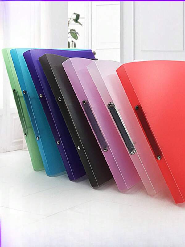 1 pezzo Cartella ad anelli A4 in colore caramella, trasparente, materiale PP, organizer per ufficio, articoli per il ritorno a scuola, forniture scolastiche