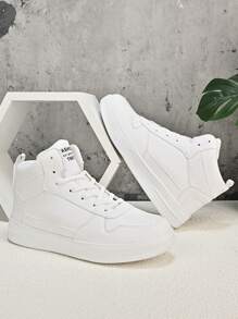 Hoge leren pololaarzen voor koppels, lichtgewicht en comfortabel, minimalistische effenkleurige casual sneakers voor dagelijks gebruik en sport