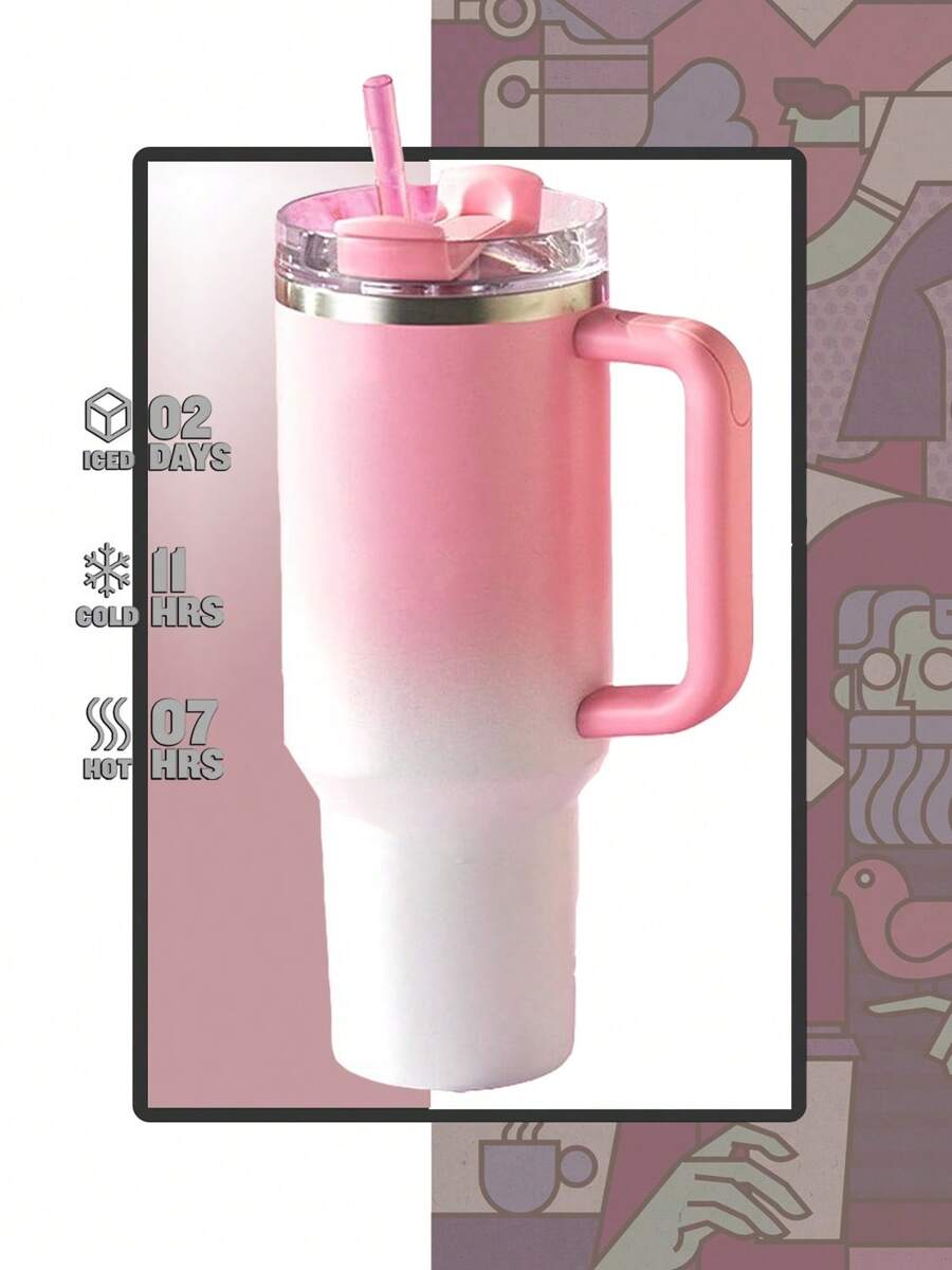 Valentine's Day Gifts 40 OZ Cup With Handle And Straw, 40OZ / 1.18 L Stainless Steel Double Wall Vacuum Insulated Tumbler With Lid And Straw For Water, Iced Tea Or Coffee, Smoothie And More, 40 Ounce Large Capacity Portable Reusable And Convenient Stainless Steel Water Bottle, Travel Mug, Coffee Mug, Car Mug, Water Cup, Outdoor Camping, Driving, Birthday Gift, Christmas Holiday Gift For Women Men Him Her Trek Collection, Handy Cup For Ice Drinks & Hot Drinks - Bột - Xem 1