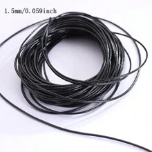 10m 0.5-2mm Black Wax Line PU Leather Cord, Handmade DIY Necklace Bracelet Craft Accessory - Black - View 10