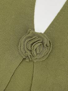 FOR BEAUTY 春夏新款音乐节绿色森林3D花卉无袖针织背心，适合修身沙滩度假，性感露背上衣，圣帕特里克节假日针织衫，适合海滩、沙滩、游泳