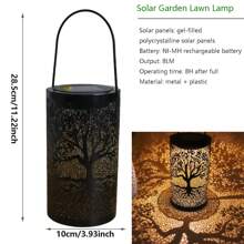 1pc Solar Powered Tree-Patterned Lantern, Outdoor Waterproof Vintage Metal LED Large Tree Decorative Light, Solar Garden Yard Lawn Lamp For Garden Decoration, Patio, Porch And Lawn Lighting, Eid Decoration