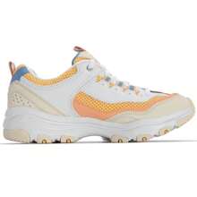 Skechers 女士熊猫休闲鞋，D'LITES系列系带运动鞋，8730066-WYL - 白色/黃色 - 查看 6