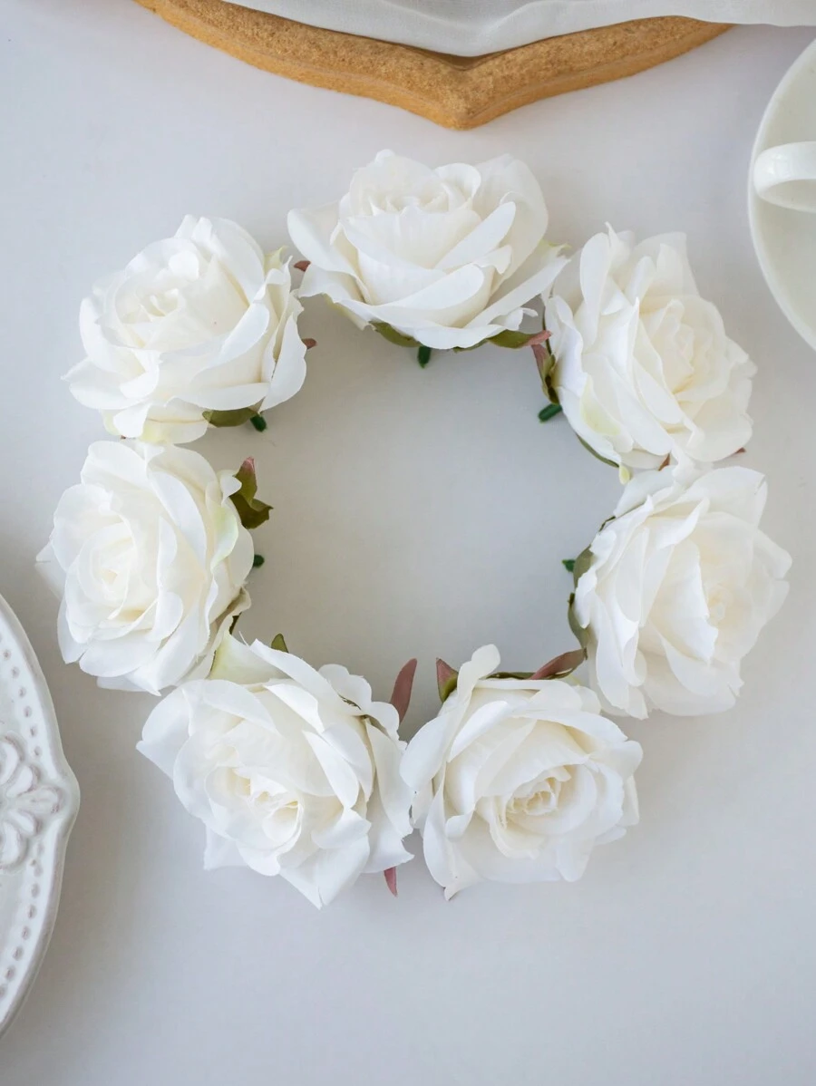 5PCS 7CM仿真玫瑰花头及花蕾婚礼装饰新娘手腕花手捧花头花材料DIY情人节礼物结婚喜糖盒蛋糕生日派对装饰材料花冠材料家居情人节礼物新年装饰材料