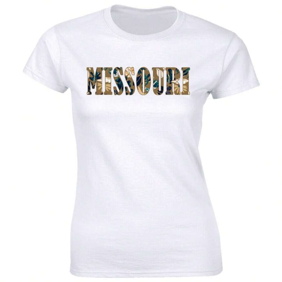 Missouri Floral State Name T-Shirt For Women Hometown State Pride Gift Tee Shirt - Black - View 1