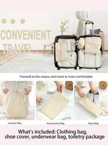 7-11件旅行收纳套装，包括防水洗漱包、化妆包、内衣袋、鞋袋、内衣和袜子收纳袋、防水压缩袋、可折叠衣物收纳袋，适用于行李、旅行、夏季收纳