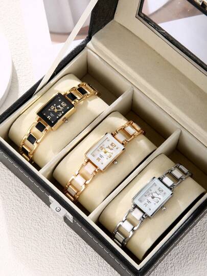 3 色优雅百搭女士石英表，适合日常佩戴和送礼