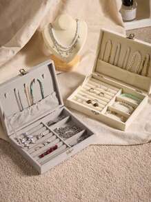 1 Stück hochwertiger Samt Schmuckkasten mit Antioxidationsschutz, delikates Aufbewahrungsbox mit großer Kapazität für Ohrringe, Halsketten, Ringe, geeignet für Outdoor Reisen, Mehrebigen Großraum Aufbewahrung für Ohrringe, Ringe, Halsketten, hochwertiger Antioxidations-Accessoires Aufbewahrungskasten für den Schulbeginn