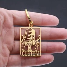 Custom Engraved Stainless Steel Keychain With Music Note And Microphone Pendant - Personalized Nameplate, Loss Resistant, Great For Musicians And Music Lovers, Perfect Holidays, Graduations, Music Gifts