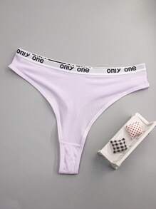 4 pezzi Perizoma donna a vita alta, elasticizzato e comodo, con stampa di lettera