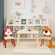 Table And 2 Chairs Set 3 Pieces Toddler Table And Chair Set Wooden Activity Play Table Set BearandTiger