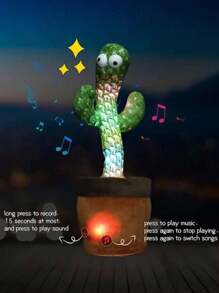 Juguetes de Cactus bailarín, Cactus Parlanchín Bailarín Cantarín Grabar Imitar Repetir Lo Que Dices Juguete con 120 Canciones en Inglés Iluminación Electrónica Cactus de Peluche Regalos,Divertidos y creativos Cactus eléctricos de Peluche (Carga USB)