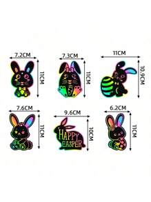 Juego de 12 tarjetas de rascar de estilo artístico para la fiesta de Pascua, tarjetas de rascar con diseños de conejos para el festival de Pascua, regalos DIY de Pascua, etiquetas colgantes y decoraciones en estilos aleatorios