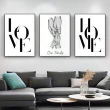 1 件情人节牵手象征着我们家庭墙上的挂画，黑白爱情家庭墙画帆布印刷手绘画客厅卧室装饰无框 - 多色 - 查看 19