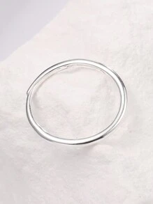 ELSEDES 1 件简约时尚 S925 纯银闪亮光滑圆形开口戒指，彰显时尚魅力，优质珠宝，适合女性日常佩戴、派对、周年纪念