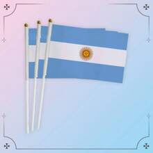 3pcs Hand-Waved World Country Flag Pole For Football Game Fans Cheering, Made Of Polyester Fabric, Suitable For Match Support, Home Decor, Outdoor Garden Decor - Multicolor - View 5