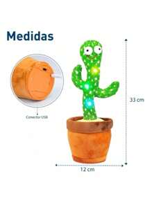 Juguetes de Cactus bailarín, Cactus Parlanchín Bailarín Cantarín Grabar Imitar Repetir Lo Que Dices Juguete con 120 Canciones en Inglés Iluminación Electrónica Cactus de Peluche Regalos,Divertidos y creativos Cactus eléctricos de Peluche (Carga USB)