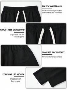 2-Pack Men's Simple Style Solid Color Straight Sweatpants Outdoor Jogging Sports Fitness Exercise Pants Men's Casual Pants - đen + kaki - Xem 7