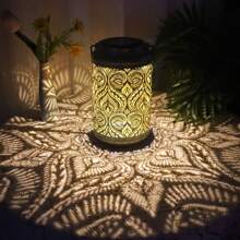 1pc Solar Powered Tree-Patterned Lantern, Outdoor Waterproof Vintage Metal LED Large Tree Decorative Light, Solar Garden Yard Lawn Lamp For Garden Decoration, Patio, Porch And Lawn Lighting, Eid Decoration