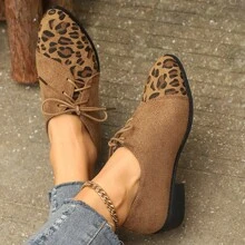 Mocasines suaves transpirables para mujer, nuevos zapatos retro de leopardo de moda para mujer - Marrón Mocha - Ver 5