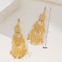 Herseygold 1 Cặp Hoa tai dài hình lưỡi liềm mạ vàng/phong cách Ả Rập, Phụ kiện trang sức cô dâu sang trọng cho cô dâu Algeria - vàng 1 - Xem 3
