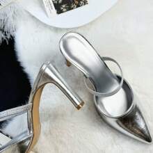 Zapatos de tacón alto de unicolor para mujeres, zapatos elegantes de moda con punta puntiaguda aptos para fiestas y uso en la oficina