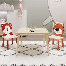 Table And 2 Chairs Set 3 Pieces Toddler Table And Chair Set Wooden Activity Play Table Set BearandTiger