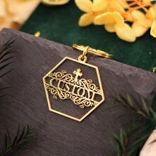 1pc Stainless Steel Personalized Keychains, Customized Forest Deer Name Keychain, Customized Tooth Letter Keychain, Customized Animal Bat Keychain,Laser Engraved Nameplate Pendant Keyrings, Custom Text Name Date Key Chains, Birthday Love Gift Jewelry