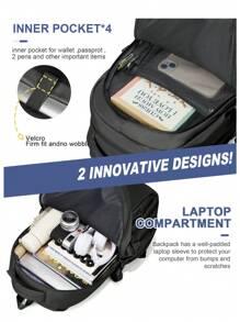 Large Capacity Schoolbag, High School Students College Students Backpack, Travel Backpack Women's Casual High-Capacity Backpack Men's Business Notebook Backpack, 15.6-Inch Computer Work Backpack, Stylish Multi-Functional Multi-Layered Portable Cabin Bag , Outdoor Travel College Students Junior High School Students Schoolbag,Back To School Essentials