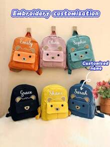 1pc Cartoon Bear Student Backpack, Customizable Name Tag, Cute Bear School Bag, Zipper Bag, Casual Backpack, Plush Backpack, Lightweight Design, Suitable For Student Daily Use, School Supplies, For Teacher Gifts, For University, For Colleague, For Dorm Rooms, For Teacher, For Boys And Girls, For Teenagers, Junior High School Students, Middle School Students, High School Senior High School Students, College Students, University Students, Freshman, Sophomore, Underclassmen,New Year Glamour - Multicolor - View 12