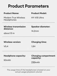 HYUNDAI HYUNDAI HY-X15Ultra Bluetooth Ohrhörer, Ohraufhängung-Stil, passiver Lärmschutz, Hi-Fi 3D Surround Sound Effekt für Musik, Gaming, Training, Radfahren, lange Akkulaufzeit, bequem zu tragen, offener Rücken kabellose Kopfhörer
