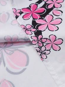 Men's Casual Short Sleeve Shirt, Plum Blossom Hawaiian Print, Summer Style - Baby Pink - View 6
