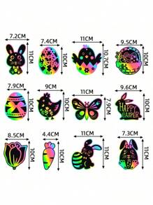 Juego de 12 tarjetas de rascar de estilo artístico para la fiesta de Pascua, tarjetas de rascar con diseños de conejos para el festival de Pascua, regalos DIY de Pascua, etiquetas colgantes y decoraciones en estilos aleatorios