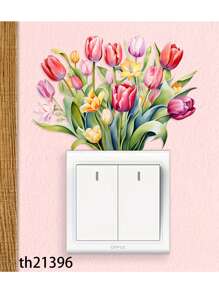 1 Stück abnehmbare kreative Tulpe Schalter Aufkleber, grüne Pflanze Blume Wandaufkleber, grüne Blatt Aufkleber Schalter Aufkleber, dekorative Kunst Wandbilder für Wohnzimmer, Schlafzimmer, Badezimmer, Küche, Heimdekoration (16 STIL), Aufkleber, Wandtattoo, Vinyl Aufkleber für Heimdekoration, Frühlingsdekoration Artikel um Ihr Zuhause aufzufrischen, Rama Dekorations Aufkleber, Valentinstag Dekorations Aufkleber