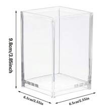 Porta-canetas acrílico de grande capacidade, Potinho de lápis quadrado, Organizador de suporte para pincéis de maquiagem, Expositor multifuncional, Estojo de armazenamento de pincéis de maquiagem, Estojo de armazenamento para a mesa, Estojo com Padrão de Letras Iniciais 26