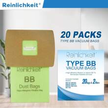 20 Pack Type BB Compact Canister Bags Replacement For Oreck XL Buster B Canister Vacuum Bags PKBB12DW BB180 BB280 BB850 BB870 BB900 BB1000 MV160 With 2 Motor Filter - Green - View 2