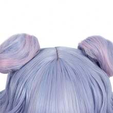 Tóc giả xoăn ngắn màu xanh tím ombre hồng với búi tóc kép tổng hợp mềm mại Lolita Cosplay tóc giả mềm mại chịu nhiệt cho bữa tiệc hàng ngày - Màu xanh lam - Xem 7
