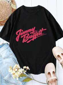 Women's Vintage Jimmy Buffett T-Shirt Retro Classic Concert Tee - Black - View 1
