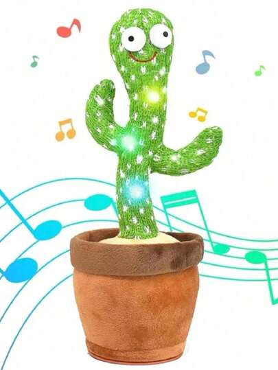 Juguetes de Cactus bailarín, Cactus Parlanchín Bailarín Cantarín Grabar Imitar Repetir Lo Que Dices Juguete con 120 Canciones en Inglés Iluminación Electrónica Cactus de Peluche Regalos,Divertidos y creativos Cactus eléctricos de Peluche (Carga USB)